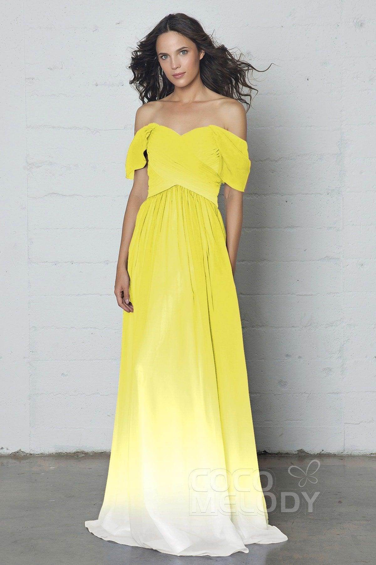 Sheath-Column Floor Length Ombre Chiffon Dress COZF17015 - COCOMELODY